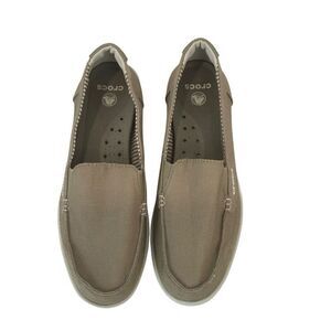 Crocs Walu Loafers Womens Size 9 Brown Canvas Slip On Casual Boat Shoe Comfort